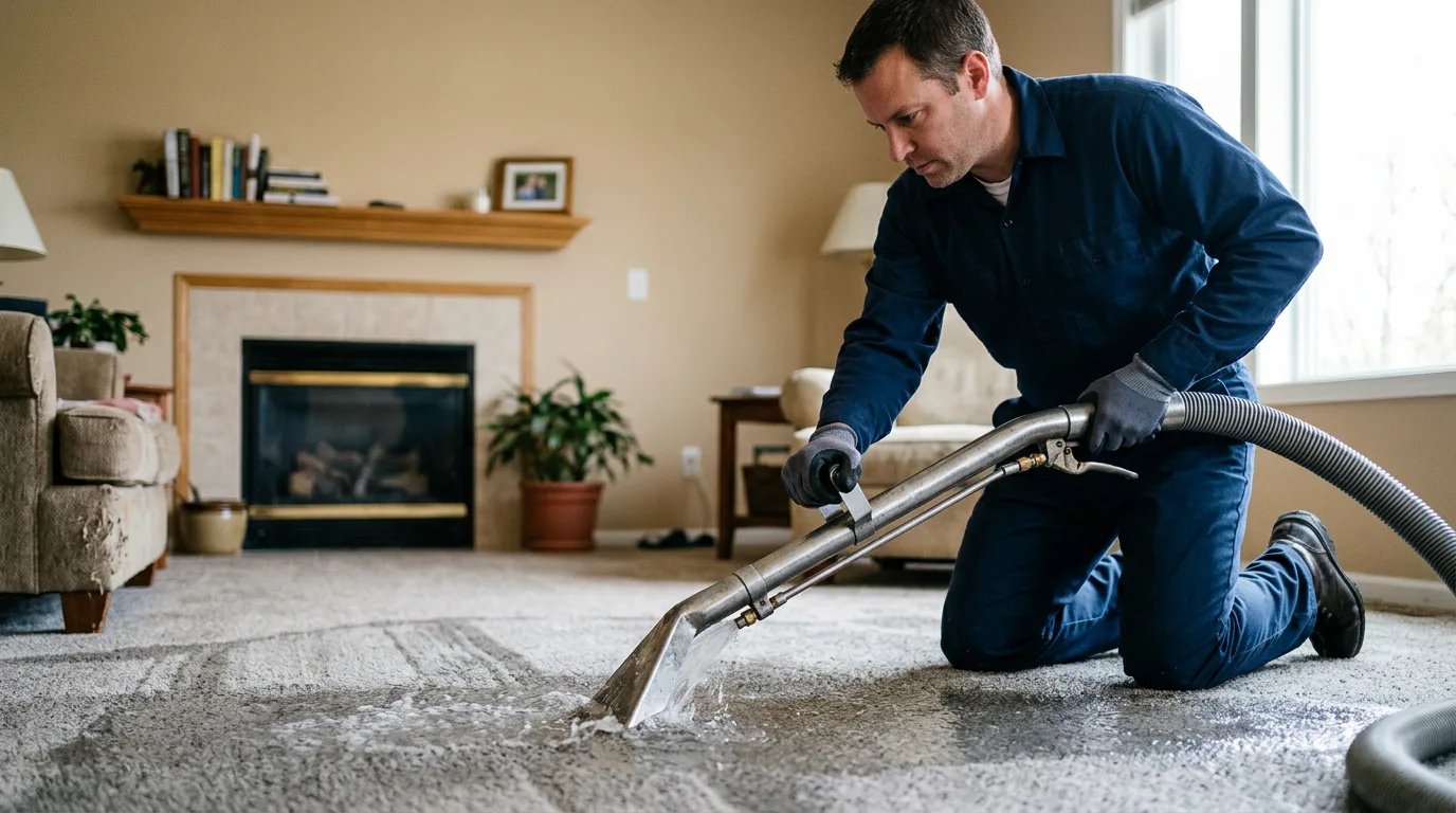 Water damage restoration technician working near Carlisle, IN